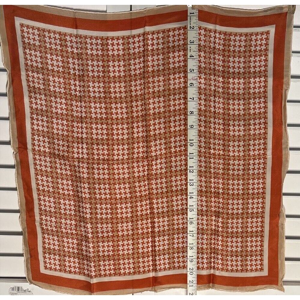 Vintage‎ Glentex Silk Scarf Brown Blue Gray Geometric ~23" Square - Picture 2 of 4